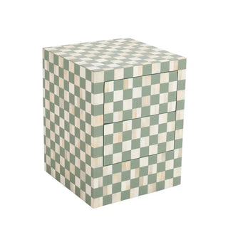 Bone Inlay Checkerboard Bedside 2 Drawer in Pistachio - Fenton & Fenton