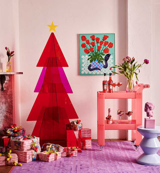 Kaleidoscopic Christmas Tree in Pink & Red - Fenton & Fenton