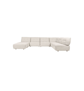 Roommate Sofa - 5 Piece L-shape + Chaise + Ottoman In Ecru - Fenton & Fenton