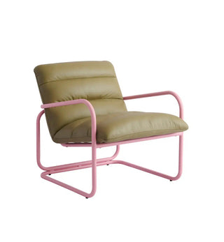 Roy Lounge Chair In Khaki Leather - Fenton & Fenton